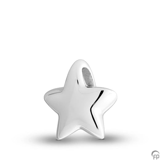 Hanger in stervorm,de ashangers uit deze collectie gedenksieraden zijn eenvoudig zelf te vullen en te bestellen in zilver, geelgoud en witgoud