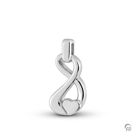 Ashanger infinity met hartje,de ashangers uit deze collectie gedenksieraden zijn eenvoudig zelf te vullen en te bestellen in zilver, geelgoud en witgoud