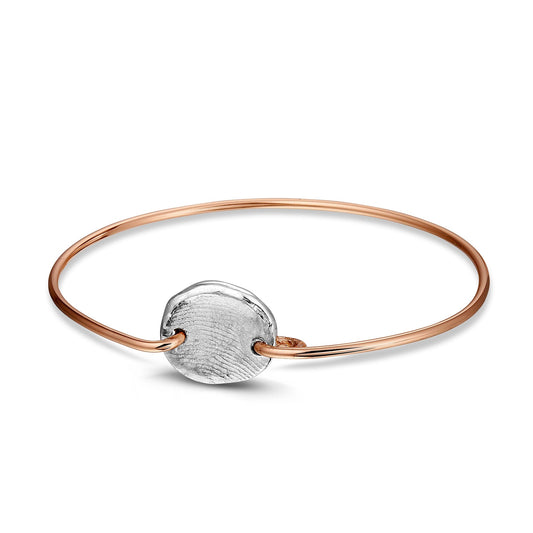 Roségouden armband met zilveren 925 sterling muntje en vingerafdruk