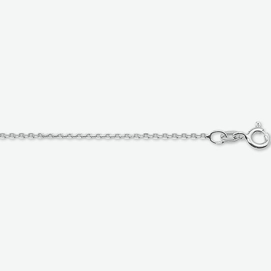 Witgouden collier gepolijst met anker schakel gediamanteerd. Deze uitvoering heeft een hele mooie uitstraling