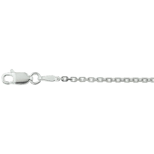 Zilveren collier gepolijst met anker schakel gediamanteerd. Deze uitvoering heeft een hele mooie uitstraling