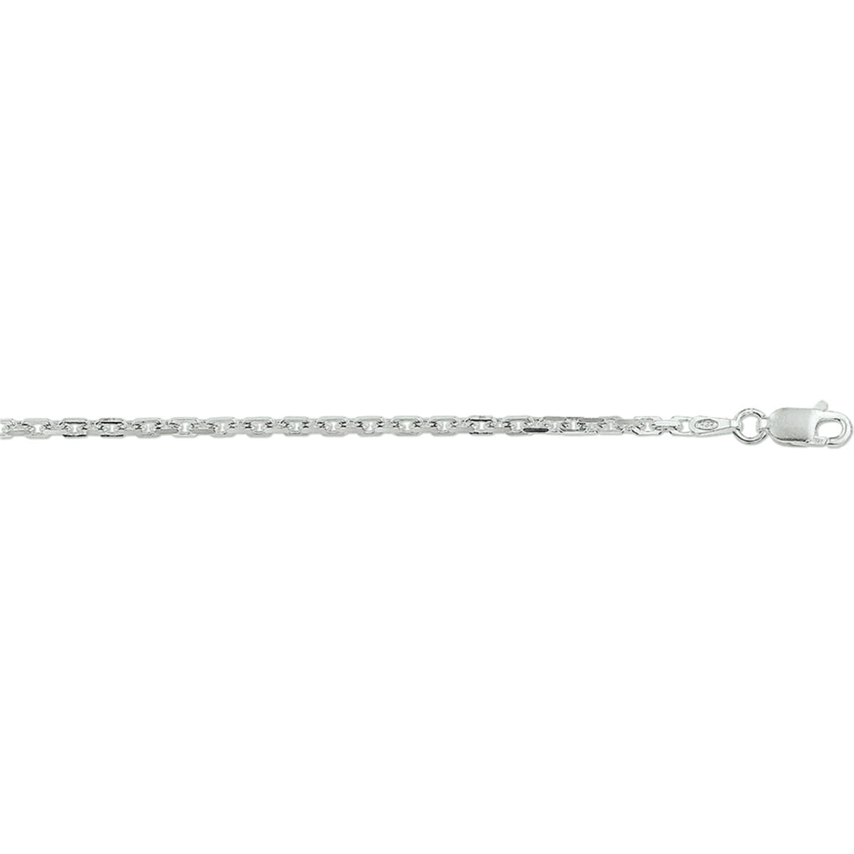 Zilveren collier gepolijst met anker schakel gediamanteerd. Deze uitvoering heeft een hele mooie uitstraling