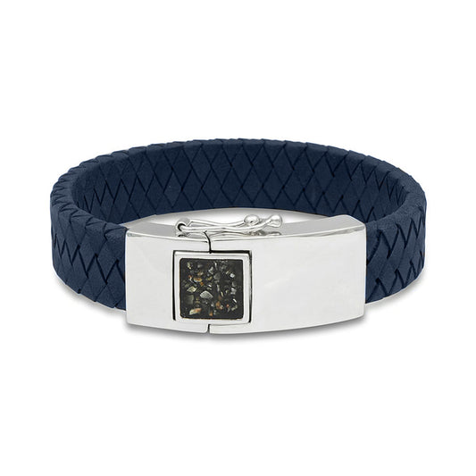 Lederen armband voorzien van as of haar in sluiting in zilver of goud