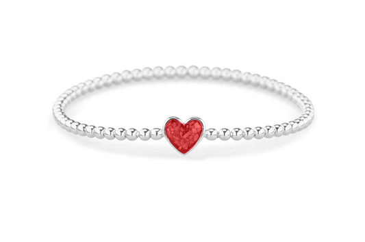 Flexibele as armband met hart als compartiment voor as of haar, gedenksieraden. Red