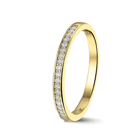 Aanschuifring zirkonia of diamanten geelgoud