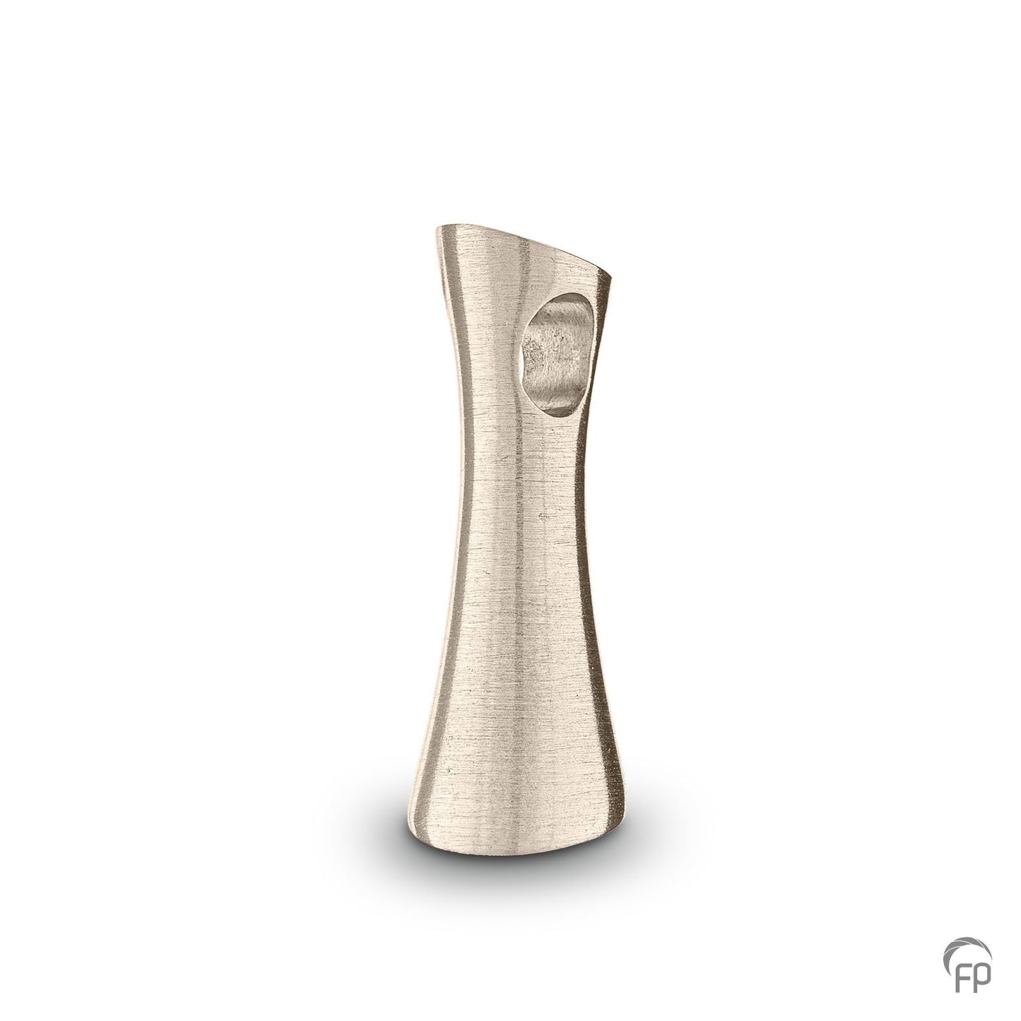 Hanger met in het midden een edelsteen in zilver uitgevoerd met zirkonia, in goud met diamant. De ashangers uit deze collectie gedenksieraden zijn zeer gevarieerd en eigentijds ontworpen.