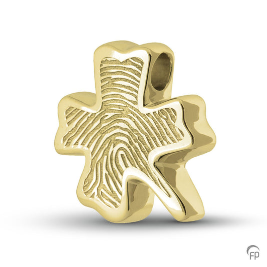 Ashanger klavertje vier met vingerafdruk als gedenksieraad