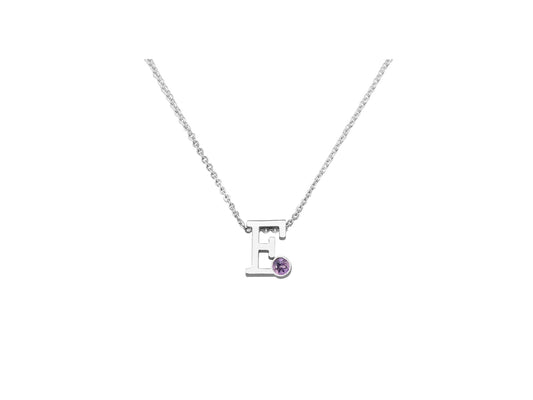 Collier met initiaal/letter hanger met geboortesteentje naar keuze.
