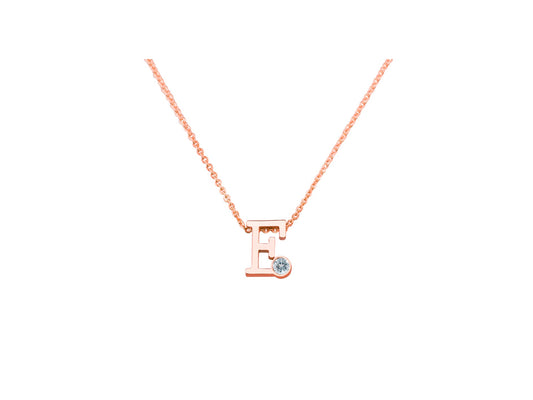 Roségouden letter gedenkhanger met geboortesteentje inclusief collier