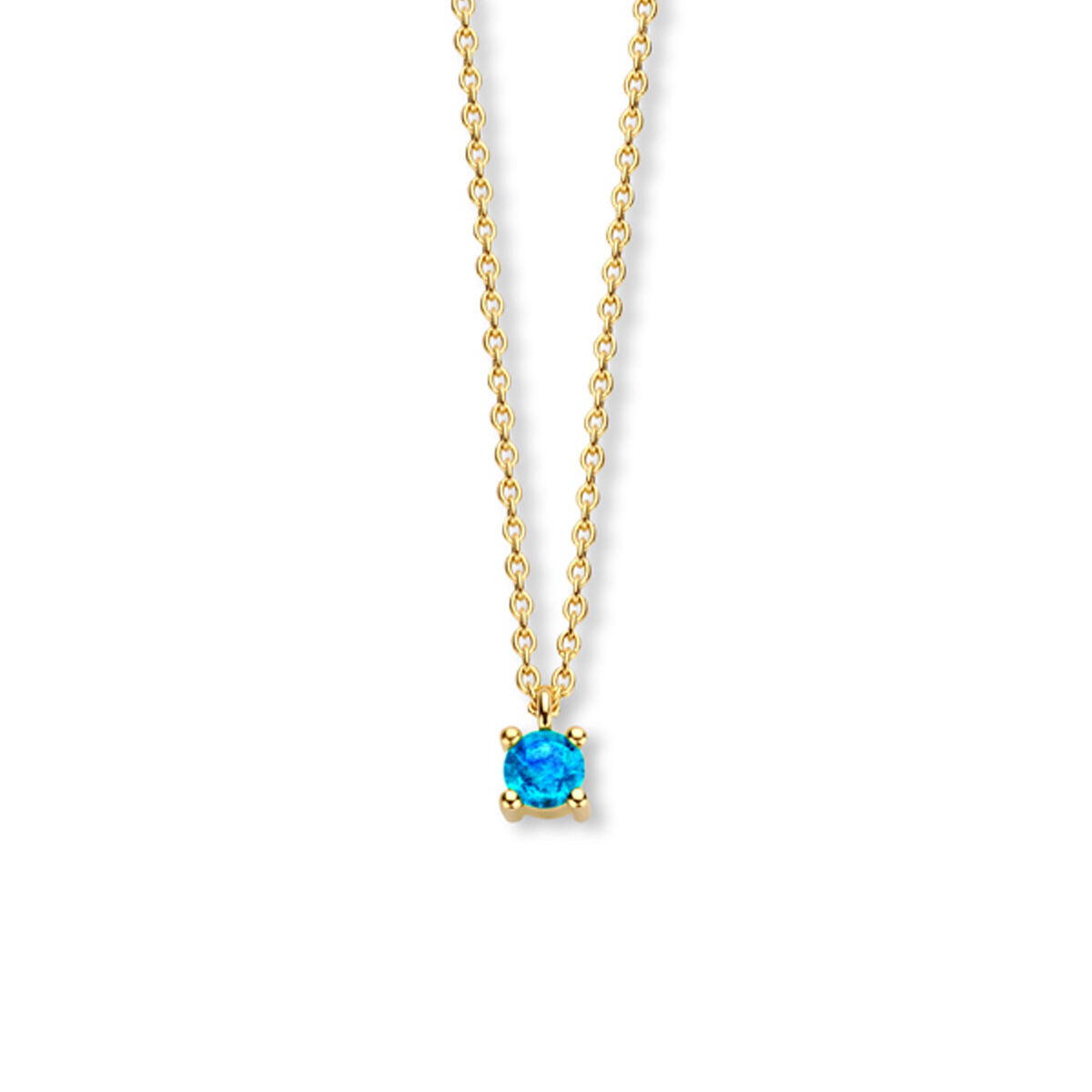 Exclusief 14 KT geelgouden anker collier met geboortesteen 3.5 mm met chatonzetting