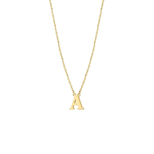 Elegant 14 KT geelgouden anker colier uitgevoerd met een letter uit onze collectie gedenksieraden.