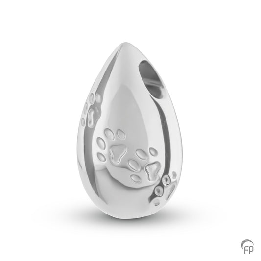 Ashanger, om as of haar van je huisdier mee te vullen. Gedenksieraad voor huisdier, hond of kat/poes. Herinneringssieraad om bij je te dragen. Assierraad met pootafdrukjes op afgebeeld.