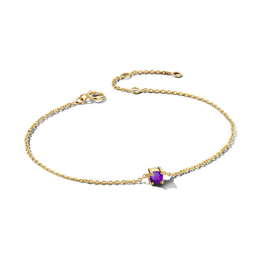 Exclusieve 14 KT geelgouden anker armband met geboortesteen in chatonzetting.