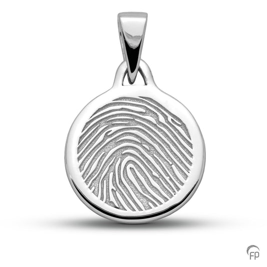 Ronde hanger rond met vingerafdruk als gedenksieraad