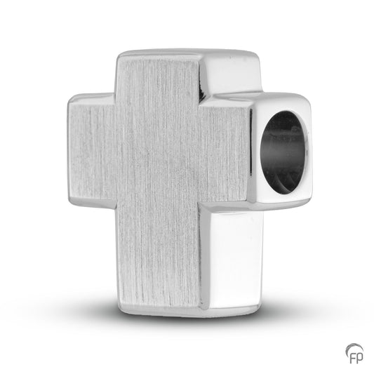 Hoogte: 17 mm, Afwerking: Mat. De gedenkbedel in de vorm van een kruisje is geschikt om as en ook haar in te verwerken.