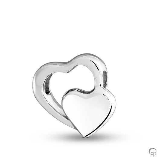 Hanger in duo hartvorm,de ashangers uit deze collectie gedenksieraden zijn eenvoudig zelf te vullen en te bestellen in zilver, geelgoud en witgoud