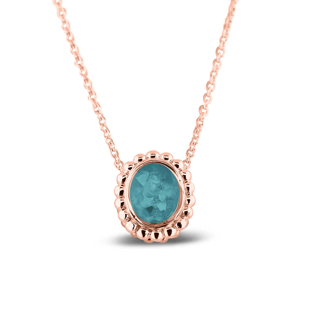 Ashanger, gedenksieraad, waar as en haar in verwerkt wordt.aqua