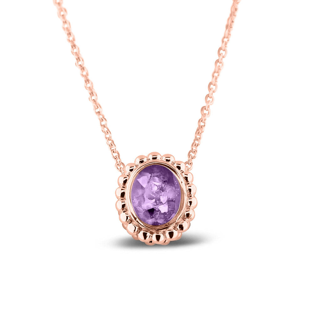 Ashanger, gedenksieraad, waar as en haar in verwerkt wordt.purple