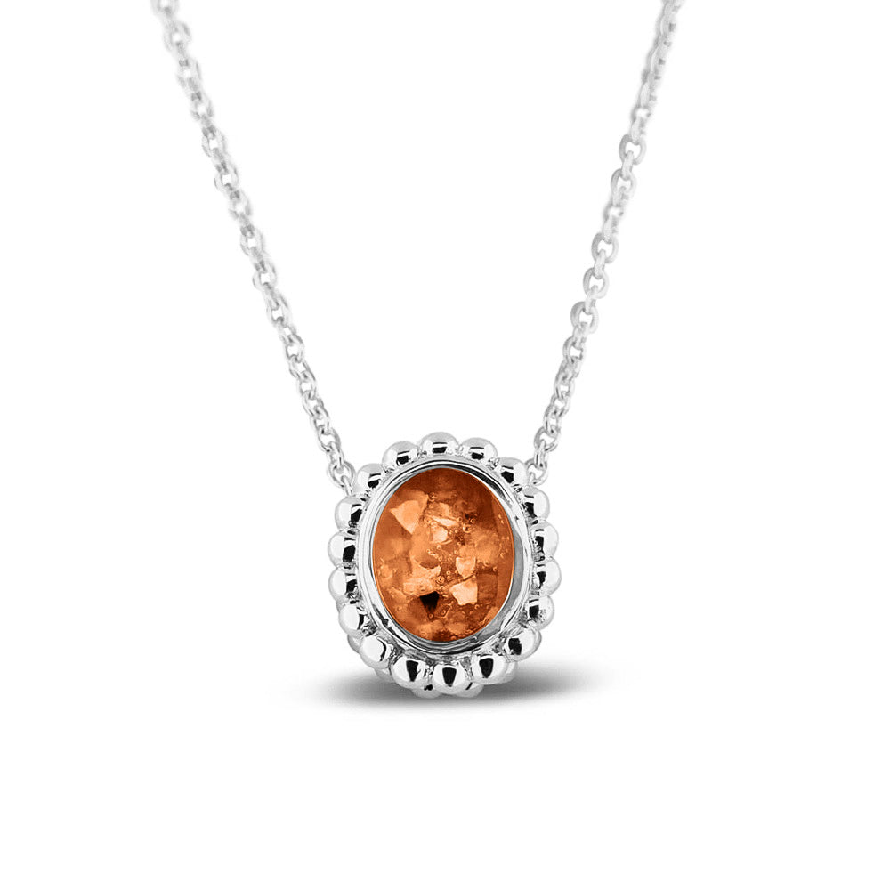 Ashanger, gedenksieraad, waar as en haar in verwerkt wordt.orange