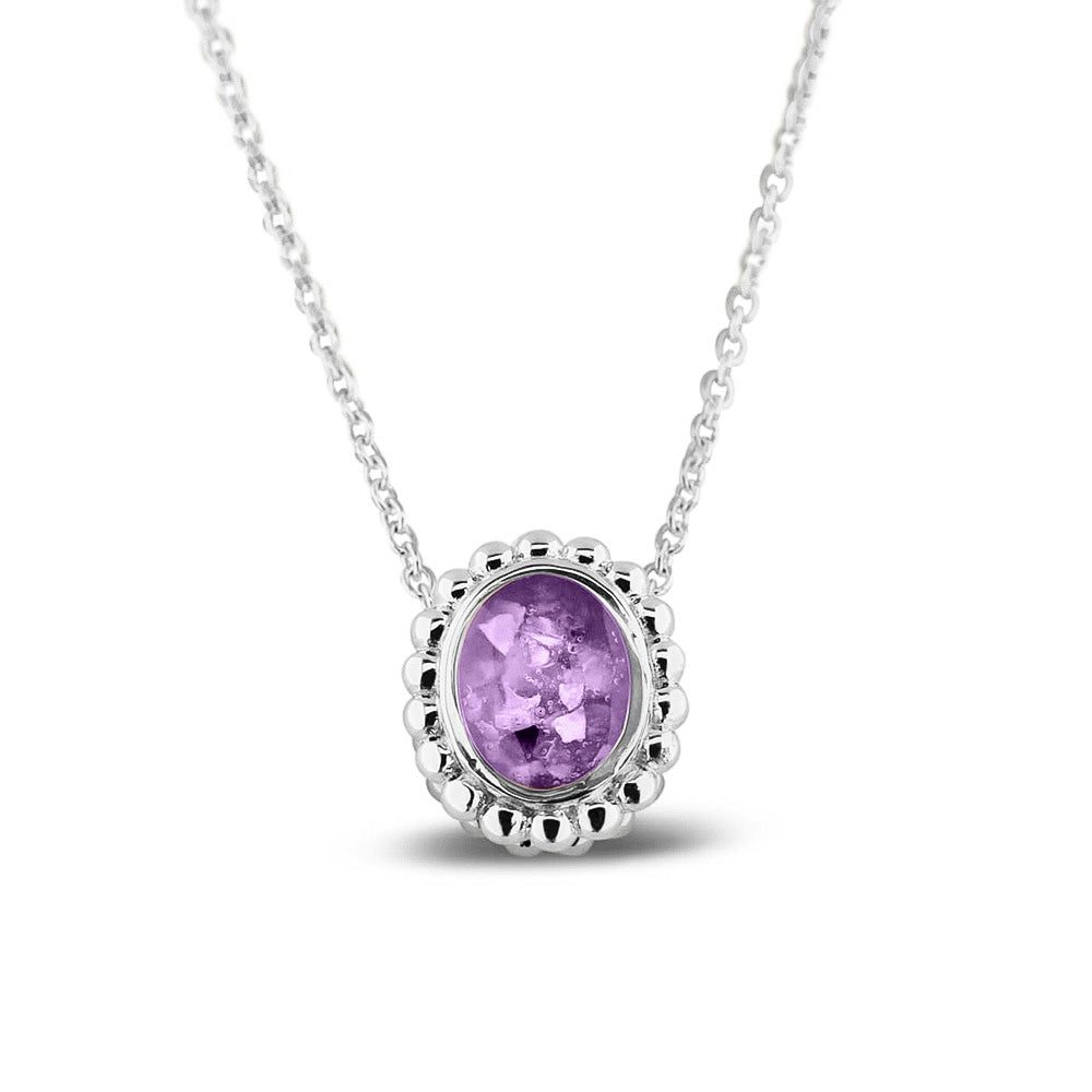 Ashanger, gedenksieraad, waar as en haar in verwerkt wordt.purple