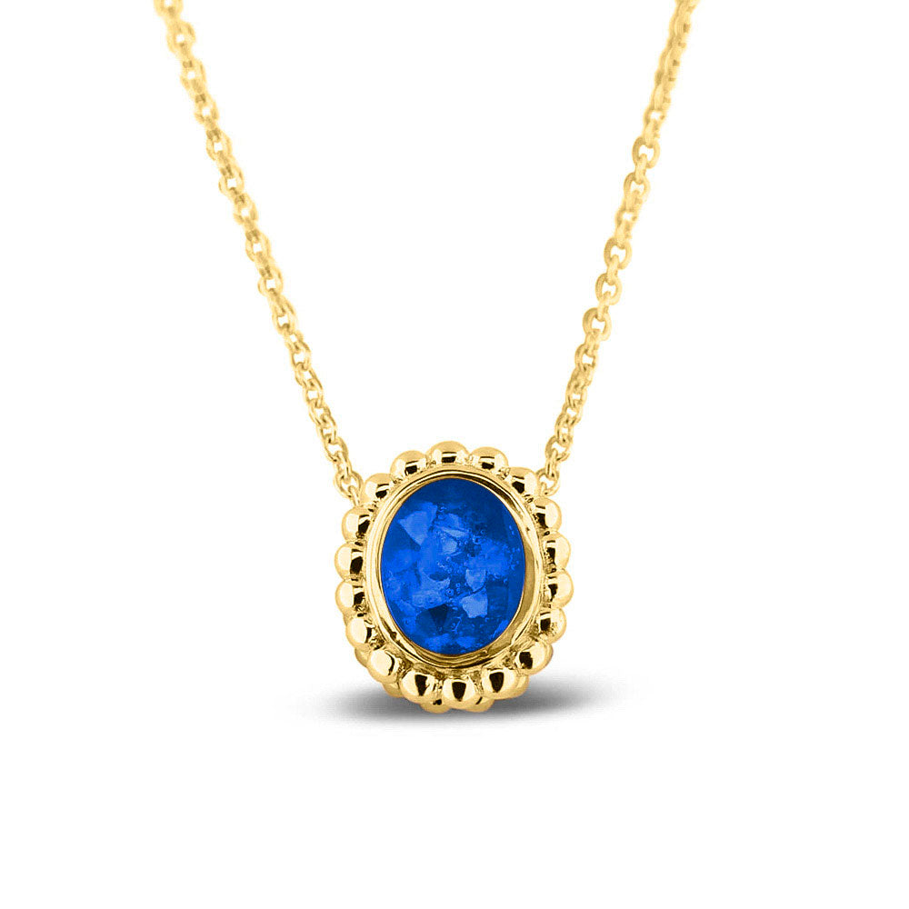 Ashanger, gedenksieraad, waar as en haar in verwerkt wordt.blue