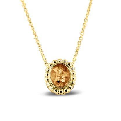 Ashanger, gedenksieraad, waar as en haar in verwerkt wordt.gold