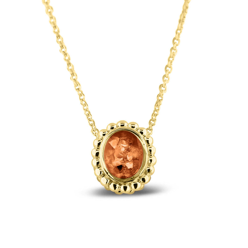 Ashanger, gedenksieraad, waar as en haar in verwerkt wordt.orange