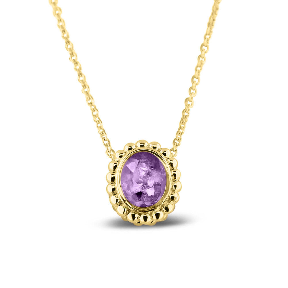 Ashanger, gedenksieraad, waar as en haar in verwerkt wordt.purple