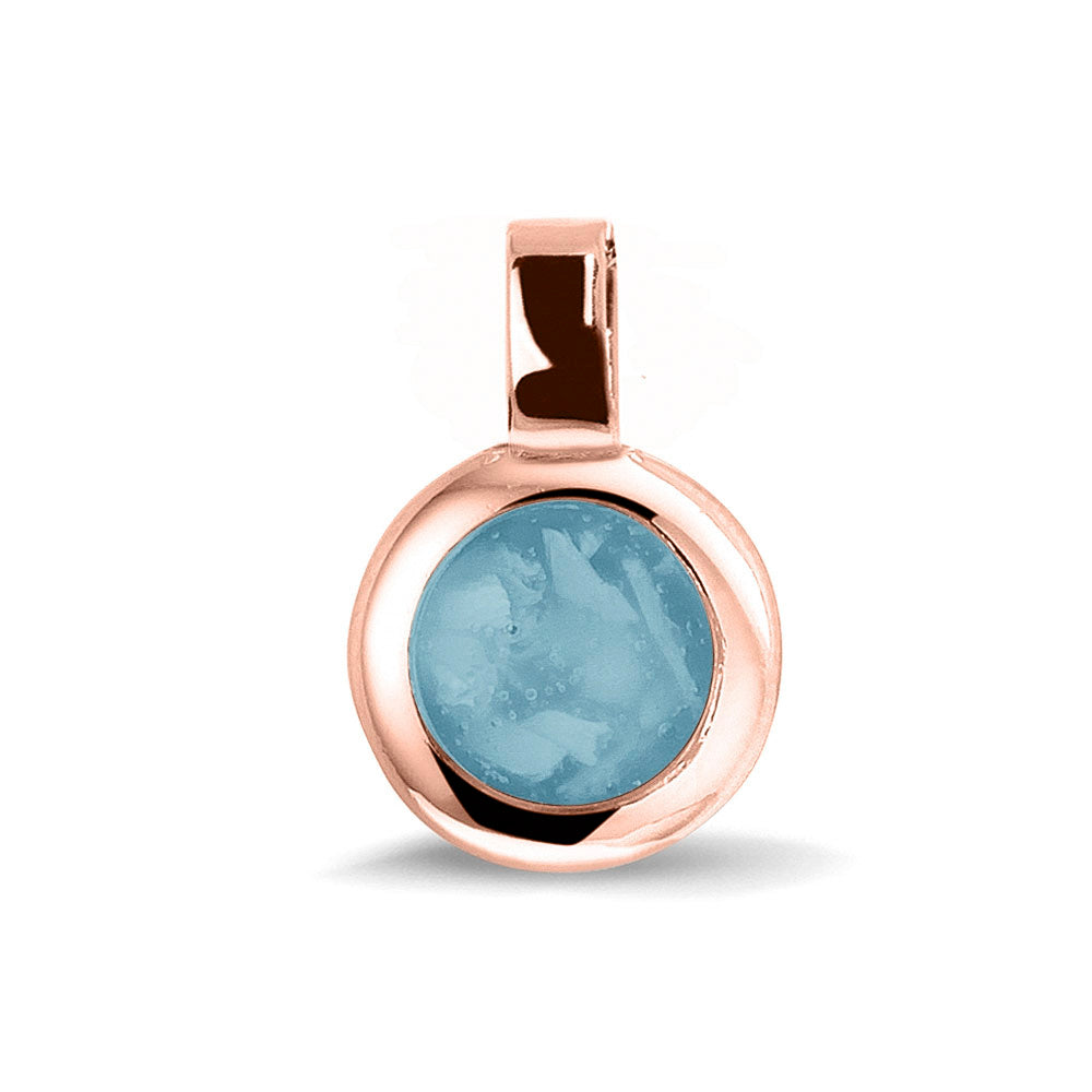 Ronde ashanger, gedenksieraad, waar as en haar in verwerkt wordt.baby