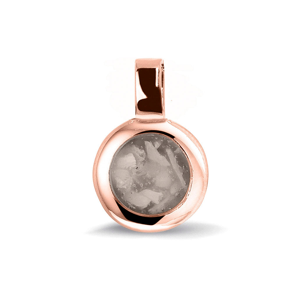 Ronde ashanger, gedenksieraad, waar as en haar in verwerkt wordt.silver