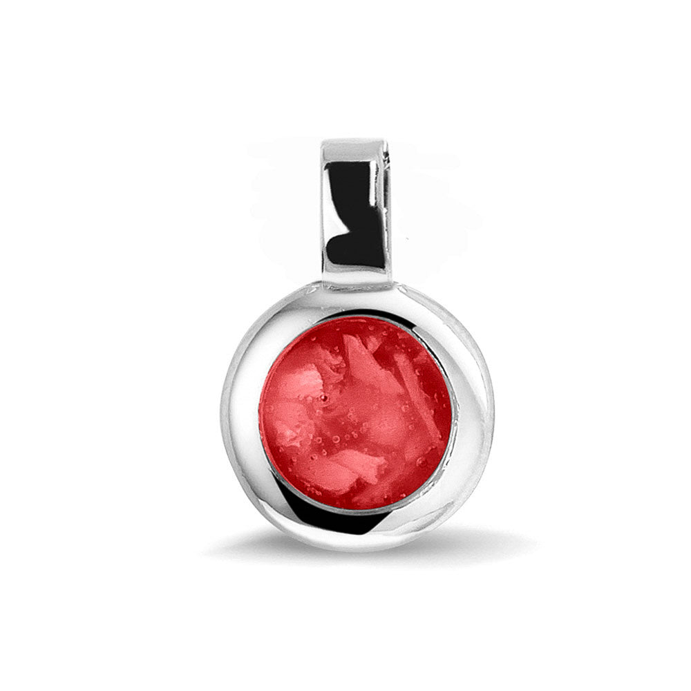 Ronde ashanger, gedenksieraad, waar as en haar in verwerkt wordt.red