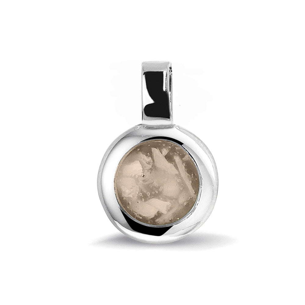 Ronde ashanger, gedenksieraad, waar as en haar in verwerkt wordt.transparent