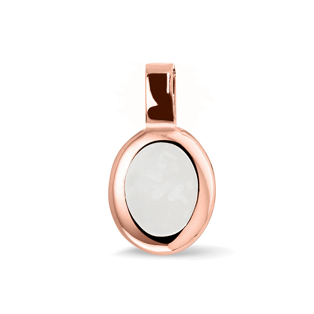 Ovale platte ashanger, gedenksieraad, waar as en haar in verwerkt wordt. White