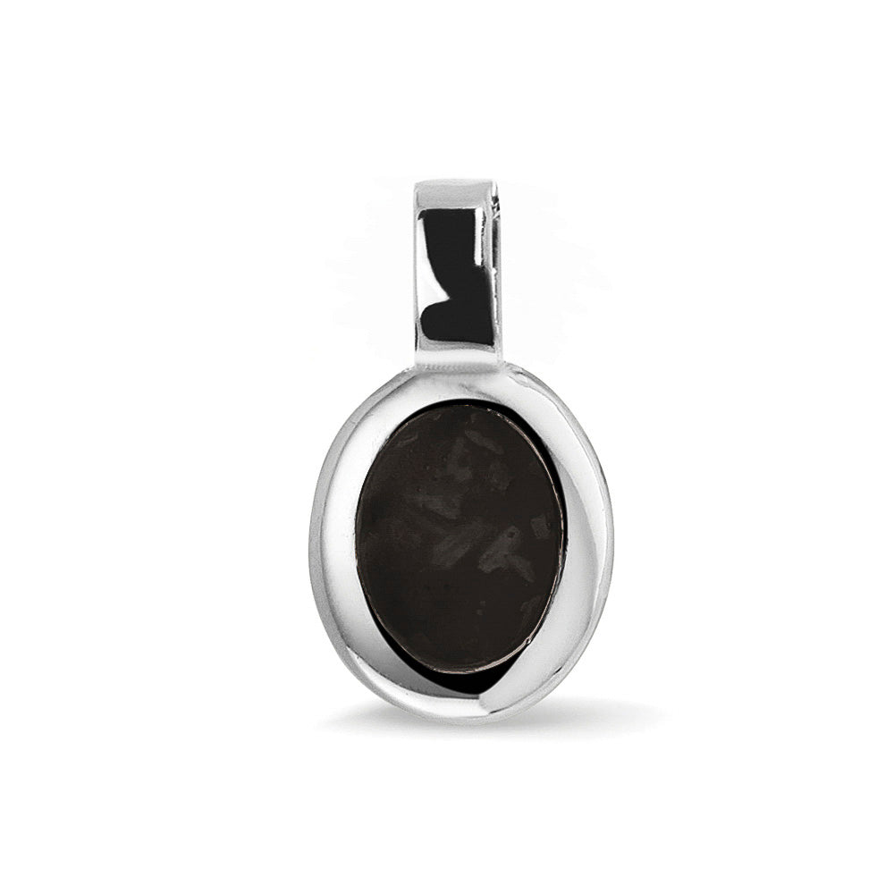 Ovale platte ashanger, gedenksieraad, waar as en haar in verwerkt wordt. black