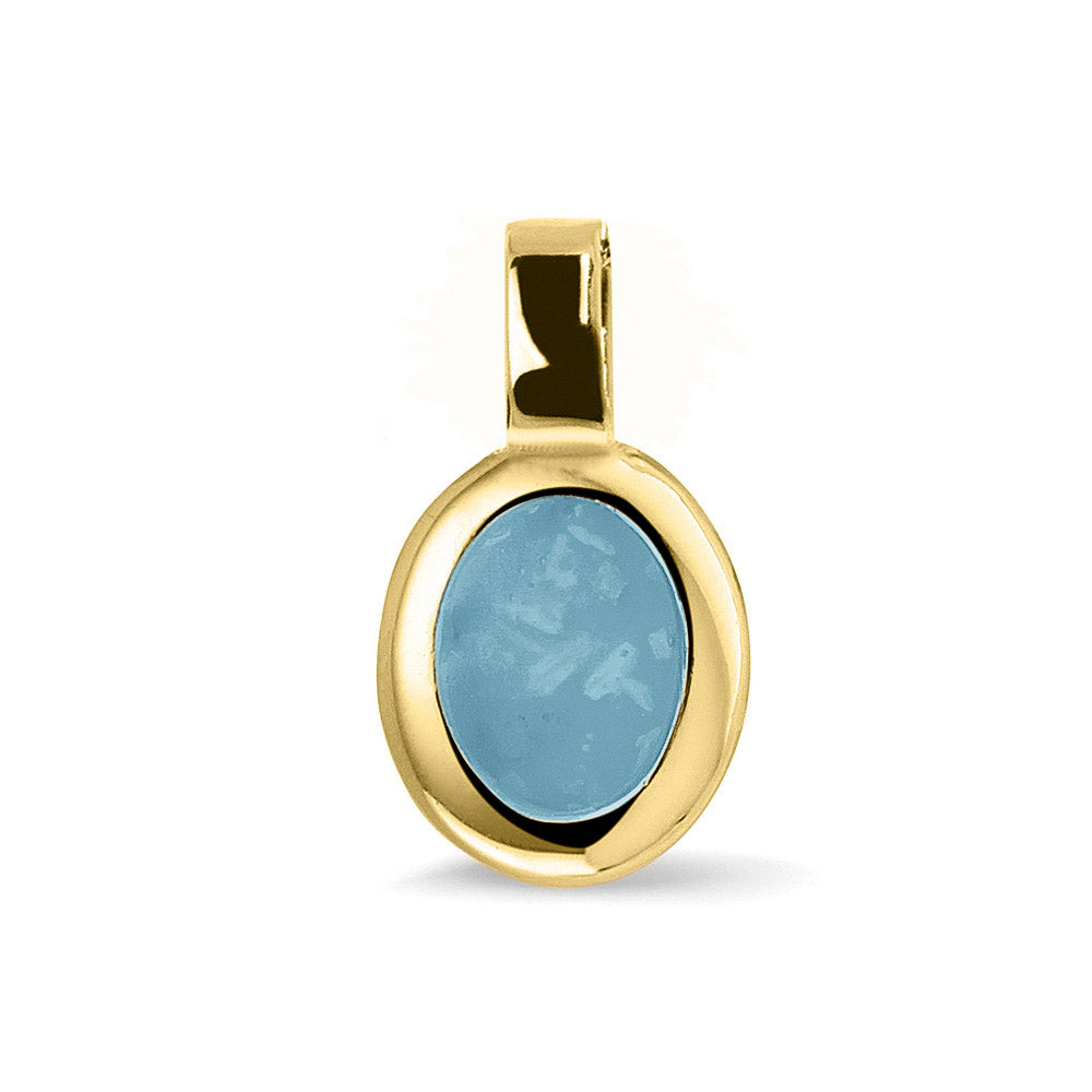 Ovale platte ashanger, gedenksieraad, waar as en haar in verwerkt wordt. Baby