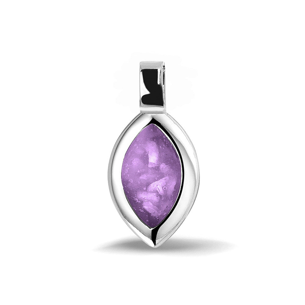 Ashanger, gedenksieraad, waar as en haar in verwerkt wordt. Purple