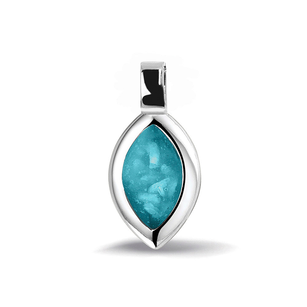 Ashanger, gedenksieraad, waar as en haar in verwerkt wordt. turquoise
