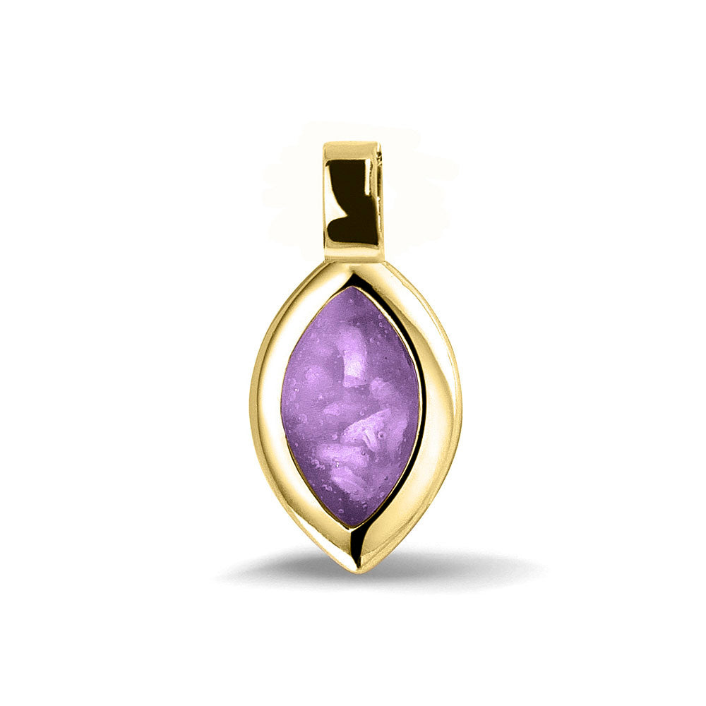 Ashanger, gedenksieraad, waar as en haar in verwerkt wordt. Purple