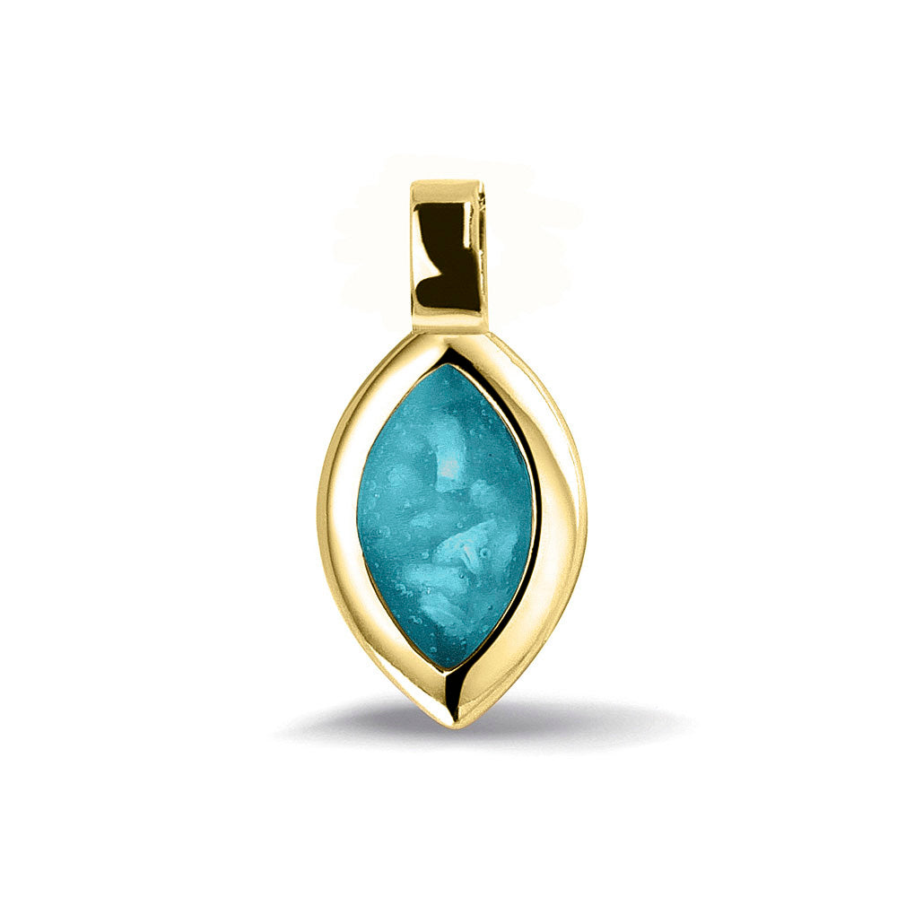 Ashanger, gedenksieraad, waar as en haar in verwerkt wordt. turquoise