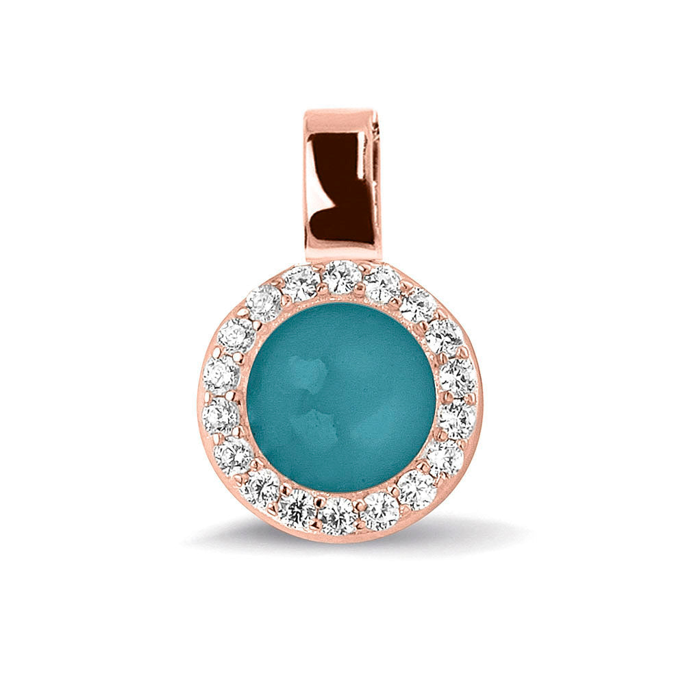 Ashanger, gedenksieraad, waar as en haar in verwerkt wordt. turquoise