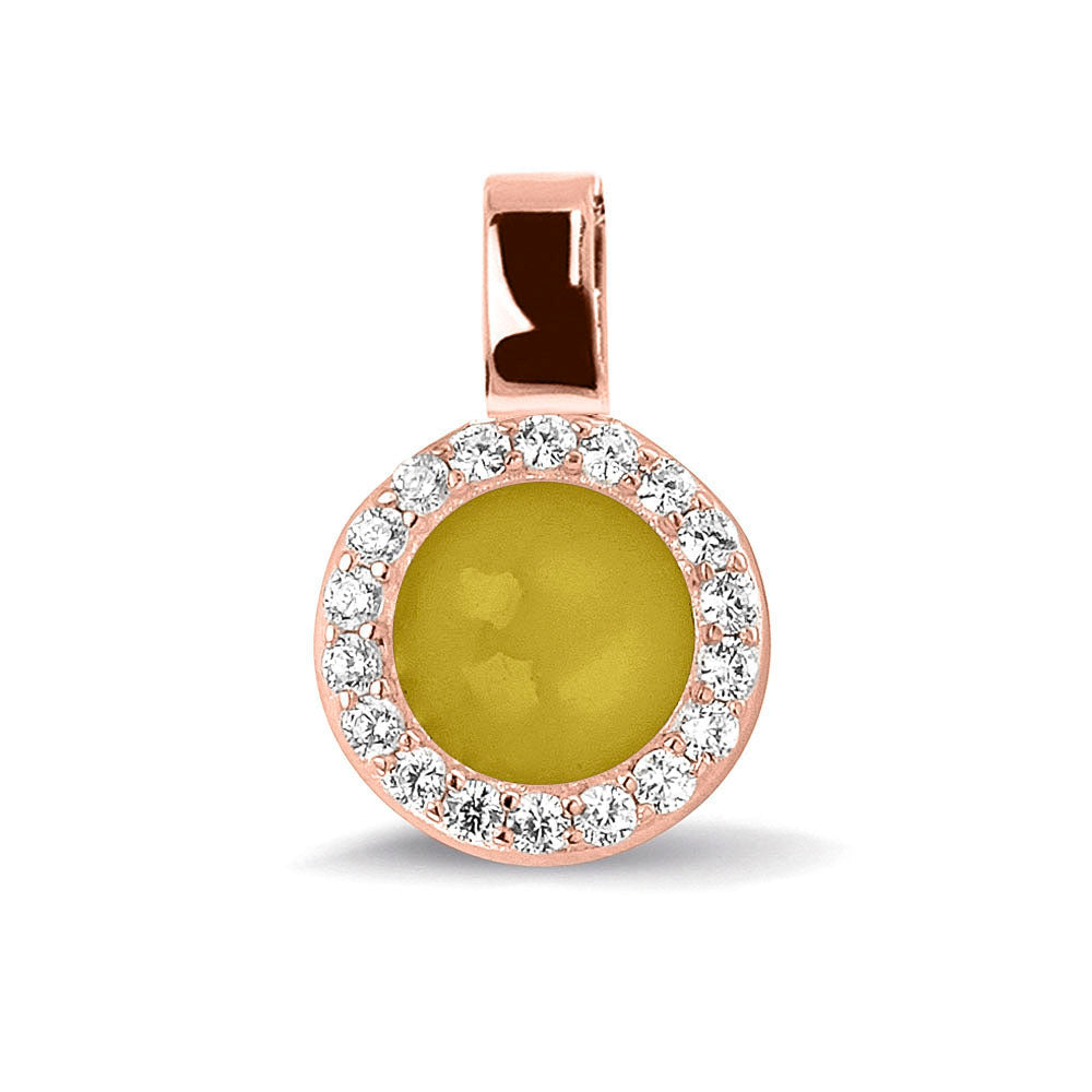 Ashanger, gedenksieraad, waar as en haar in verwerkt wordt. yellow