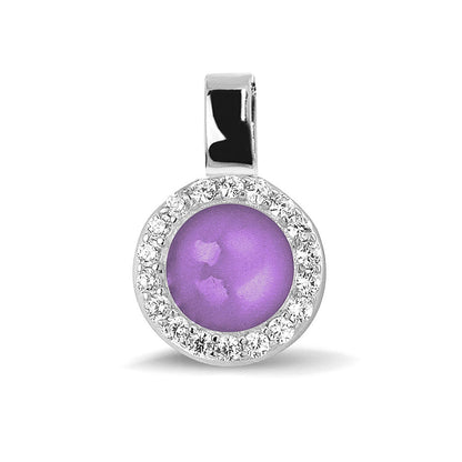 Ashanger, gedenksieraad, waar as en haar in verwerkt wordt. purple