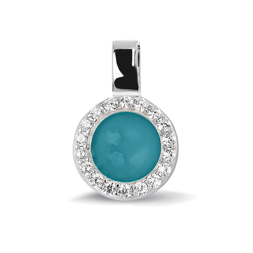 Ashanger, gedenksieraad, waar as en haar in verwerkt wordt. turquoise