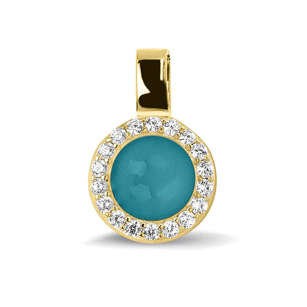 Ashanger, gedenksieraad, waar as en haar in verwerkt wordt. turquoise