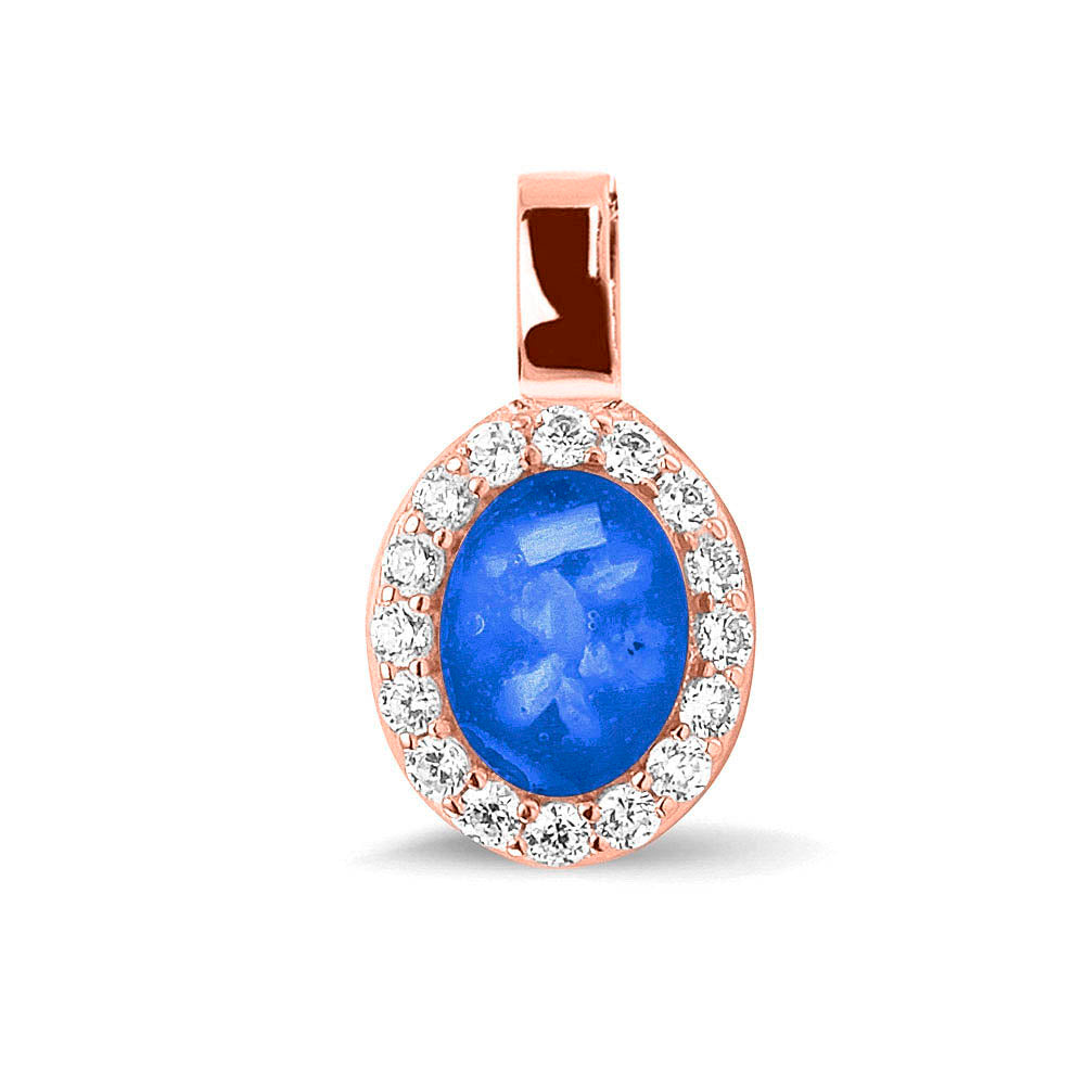 Ashanger, gedenksieraad, waar as en haar in verwerkt wordt. blue