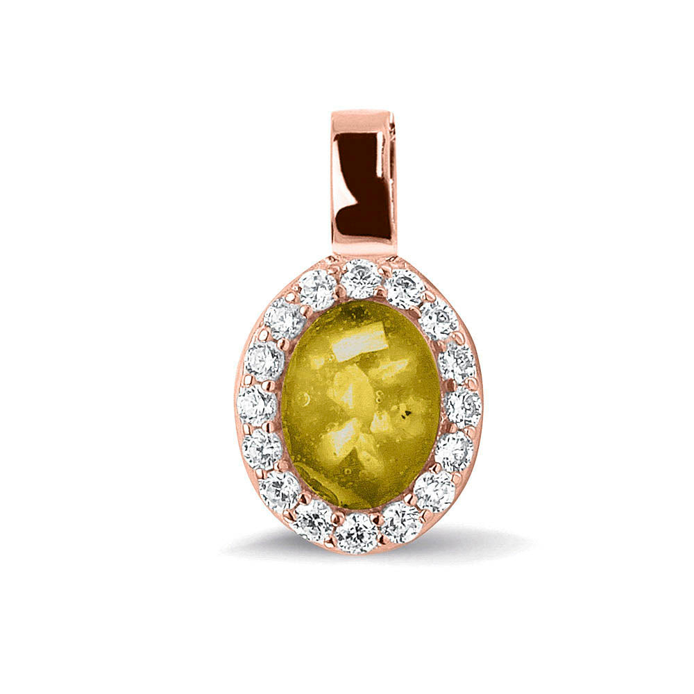 Ashanger, gedenksieraad, waar as en haar in verwerkt wordt. yellow