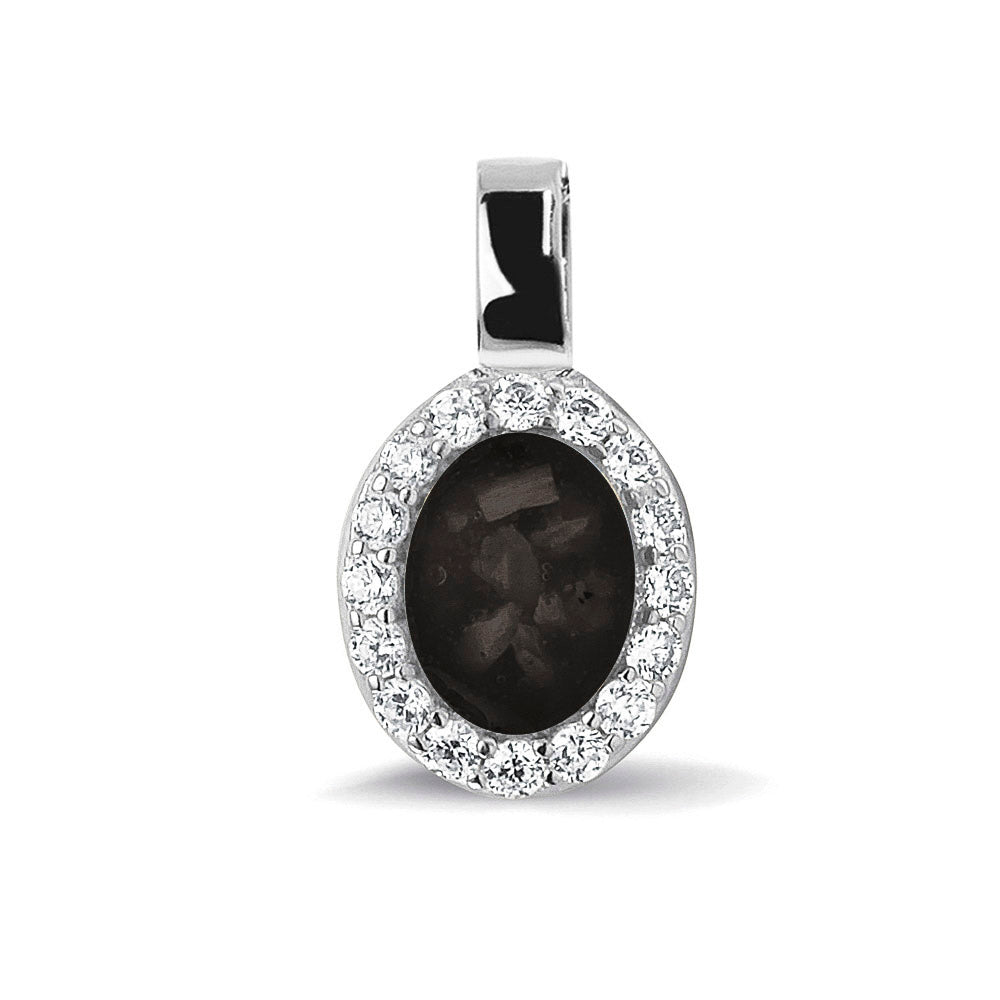 Ashanger, gedenksieraad, waar as en haar in verwerkt wordt. black