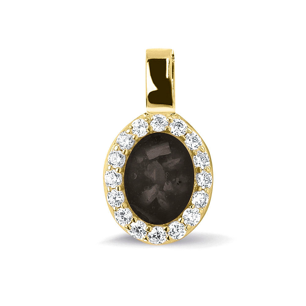 Ashanger, gedenksieraad, waar as en haar in verwerkt wordt. black