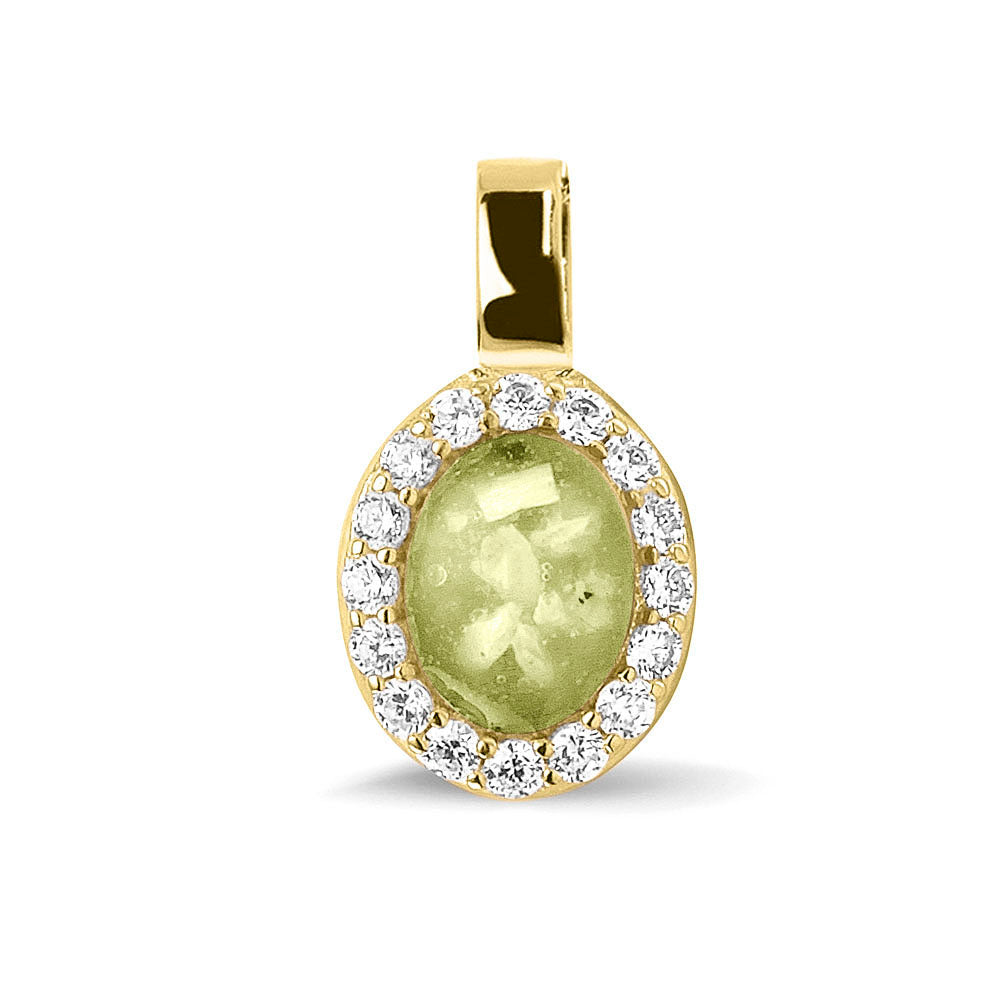 Ashanger, gedenksieraad, waar as en haar in verwerkt wordt. olive