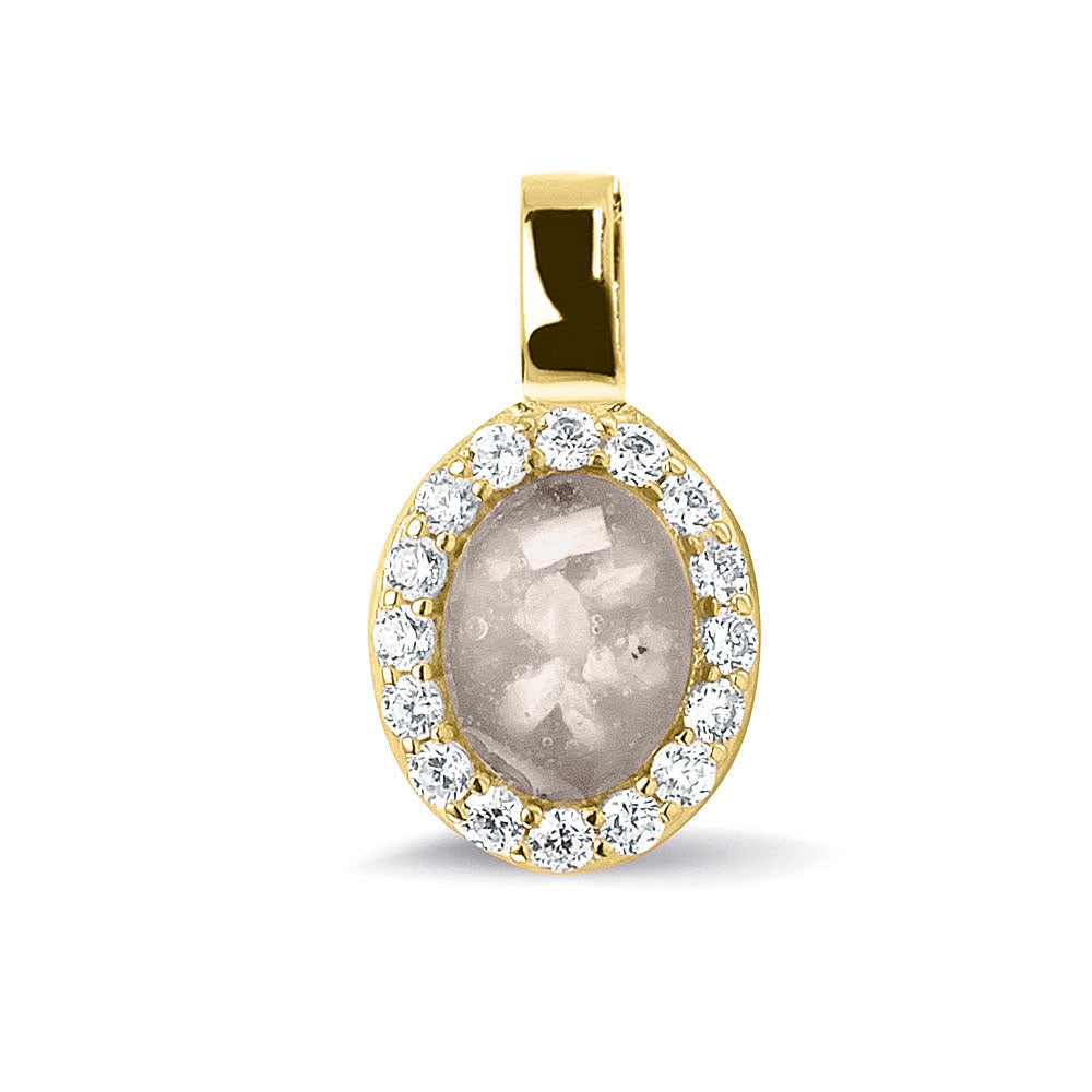 Ashanger, gedenksieraad, waar as en haar in verwerkt wordt. silver